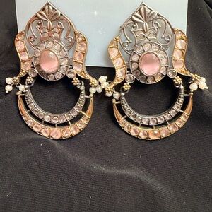 Pakistani Indian Desi outfit- Gold Statement Earrings